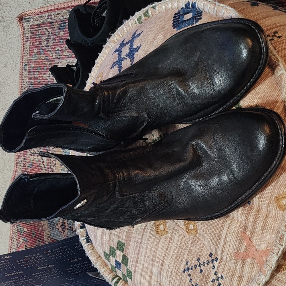 Black leather boots